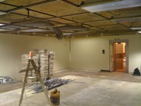 Vault room with ceiling opened for construction