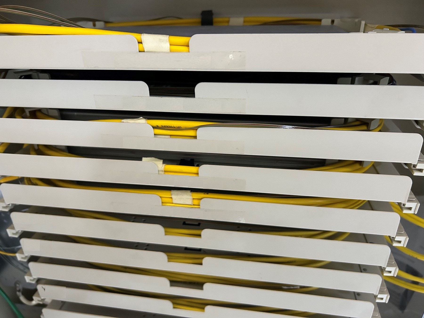 Fiber trays and diverse fiber pathways in the 3rd floor datacenter